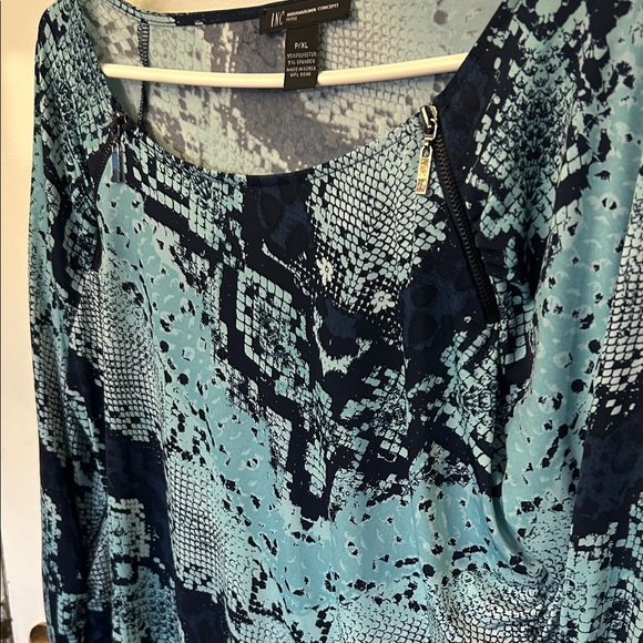 INC International Concepts Teal and Navy Snake Print Dress Size P/XL - Picture 2 of 4
